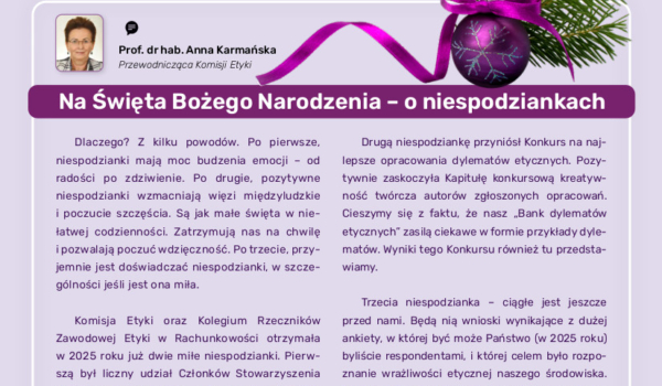 Zapraszamy do lektury Świątecznego Kuriera etyki